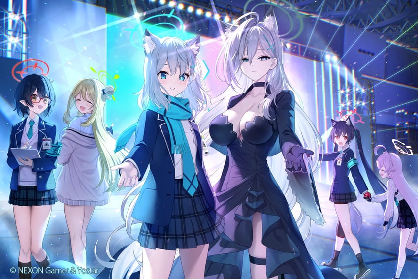 shiroko, hoshino, nonomi, shiroko terror, serika, and 1 more (blue archive) drawn by matanonki