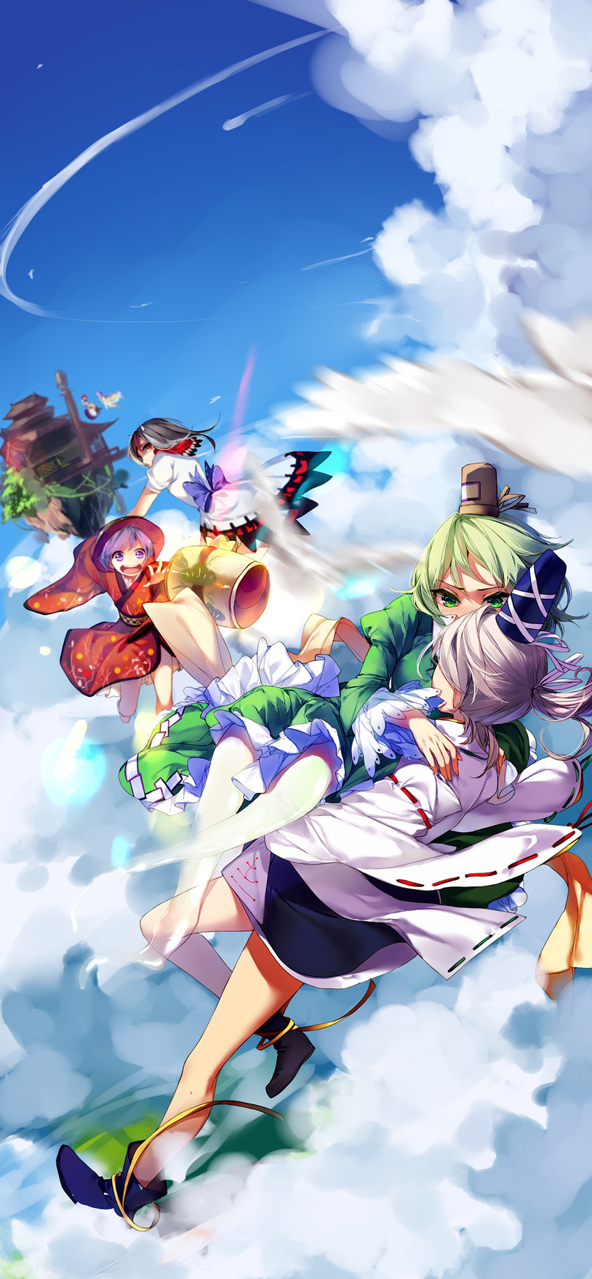 mononobe no futo, soga no tojiko, kijin seija, sukuna shinmyoumaru, horikawa raiko, and 1 more (touhou) drawn by hug_(yourhug)