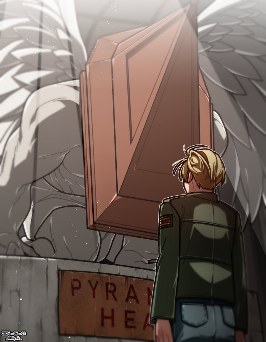 pyramid head and james sunderland (silent hill and 1 more) drawn by bbiiyak