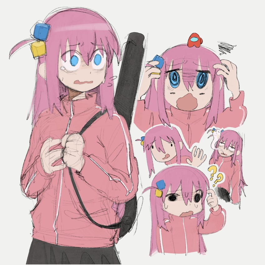 gotoh hitori, crewmate, and red (bocchi the rock! and 1 more) drawn by gazuwu