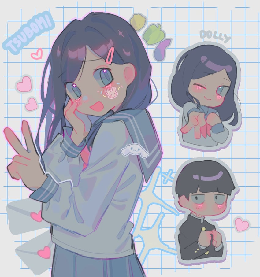 cinnamoroll, kageyama shigeo, and takane tsubomi (sanrio and 2 more) drawn by littlebunniboo