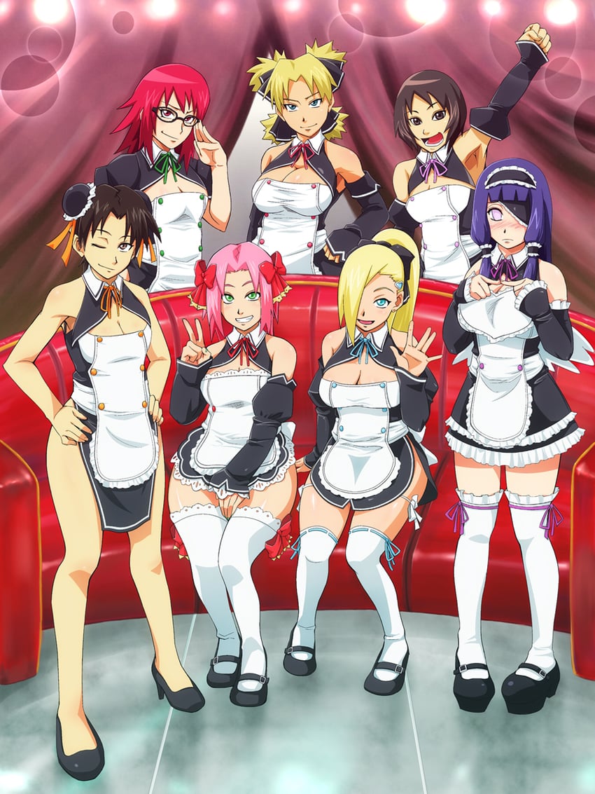 haruno sakura, hyuuga hinata, yamanaka ino, temari, tenten, and 9 more (naruto and 2 more) drawn by sahara_wataru