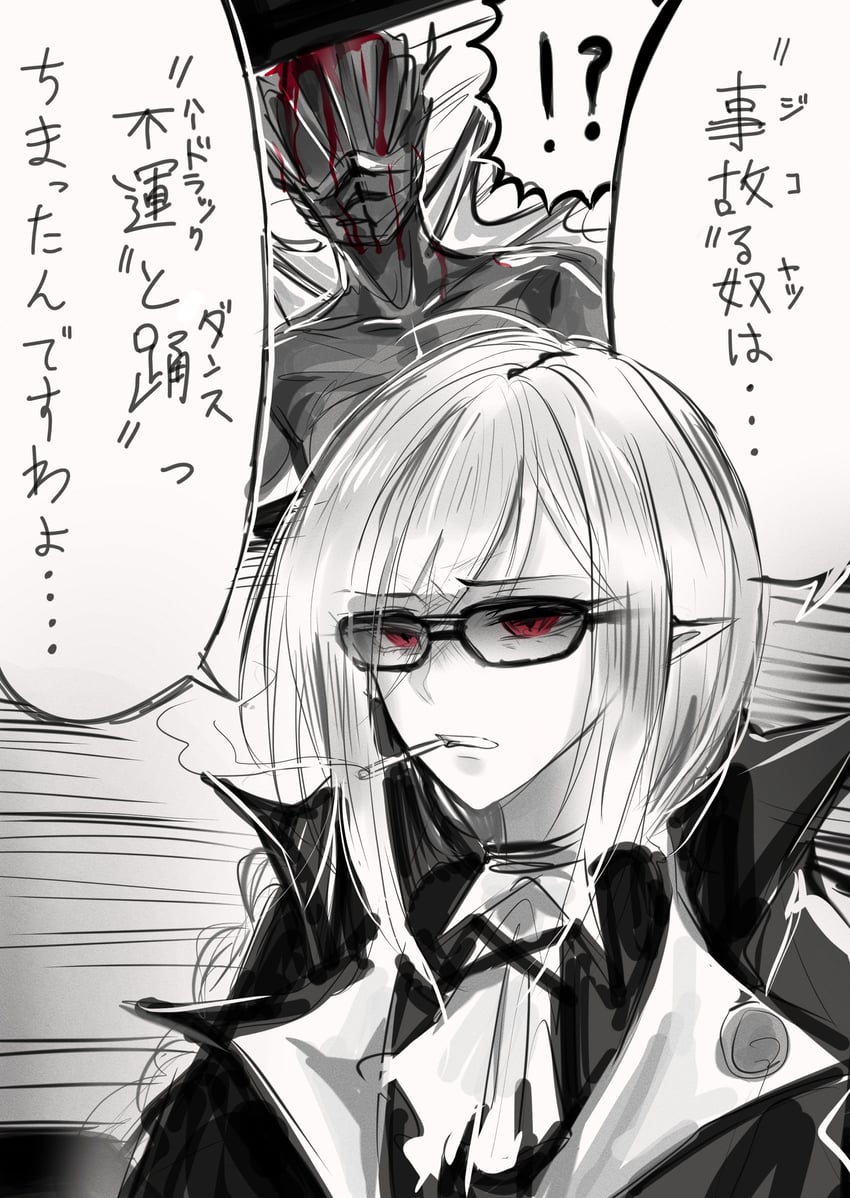 gladiia and the first to talk (arknights) drawn by kaguura_(kagu)