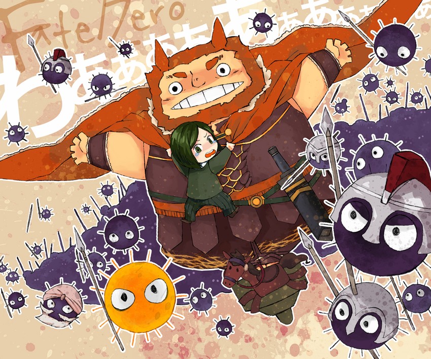 iskandar, waver velvet, totoro, and susuwatari (fate and 2 more) drawn by karasmo
