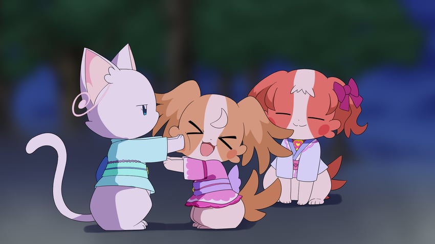 nekoyashiki yuki, inukai komugi, and inukai iroha (precure and 1 more) drawn by @est@