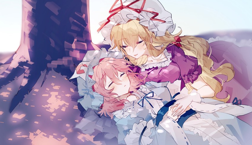 yakumo yukari and saigyouji yuyuko (touhou) drawn by sorani_(kaeru0768)
