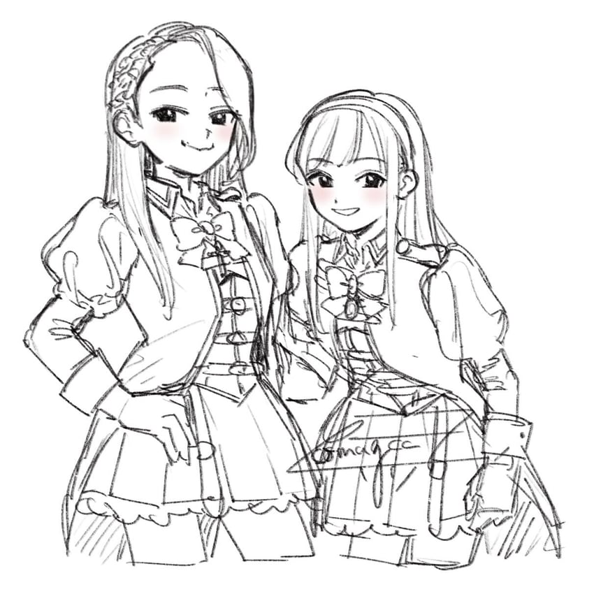 kishimoto maria mirai and nosaka jacqueline kazane (assault lily) drawn by komuzuka