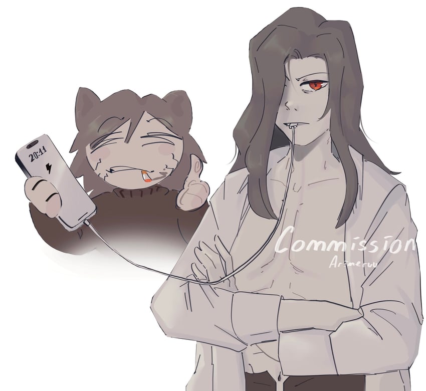 michael roa valdamjong and neco-arc chaos (tsukihime and 1 more) drawn by marblearimeruu
