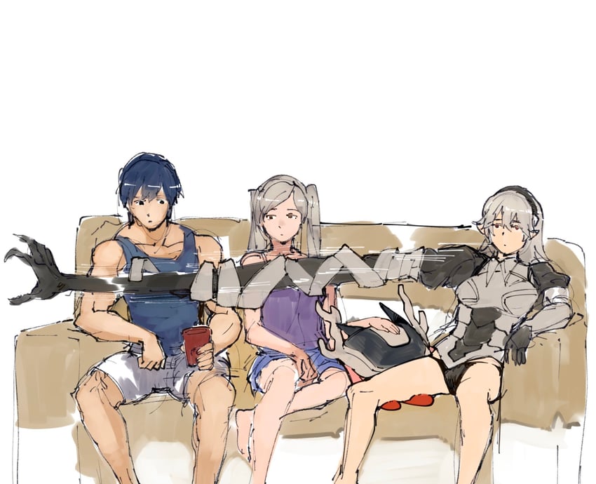kirby, female corrin, female robin, and chrom (fire emblem and 3 more) drawn by yourfreakyneighbourh