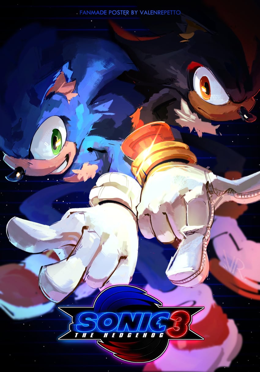 sonic the hedgehog and shadow the hedgehog (sonic and 1 more) drawn by valenrepetto