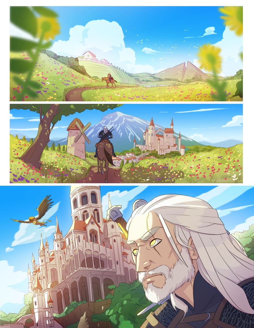 geralt of rivia (the witcher and 1 more) drawn by megan_huang