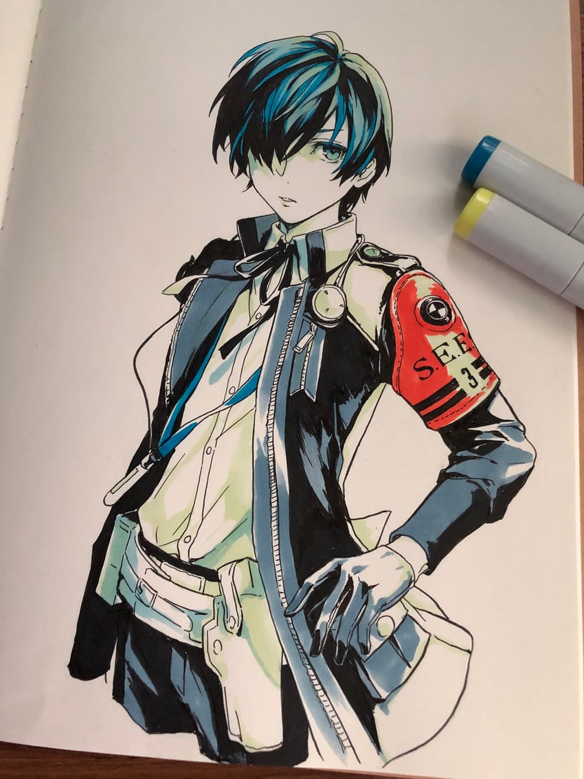 yuuki makoto (persona and 1 more) drawn by isa_(peien516)