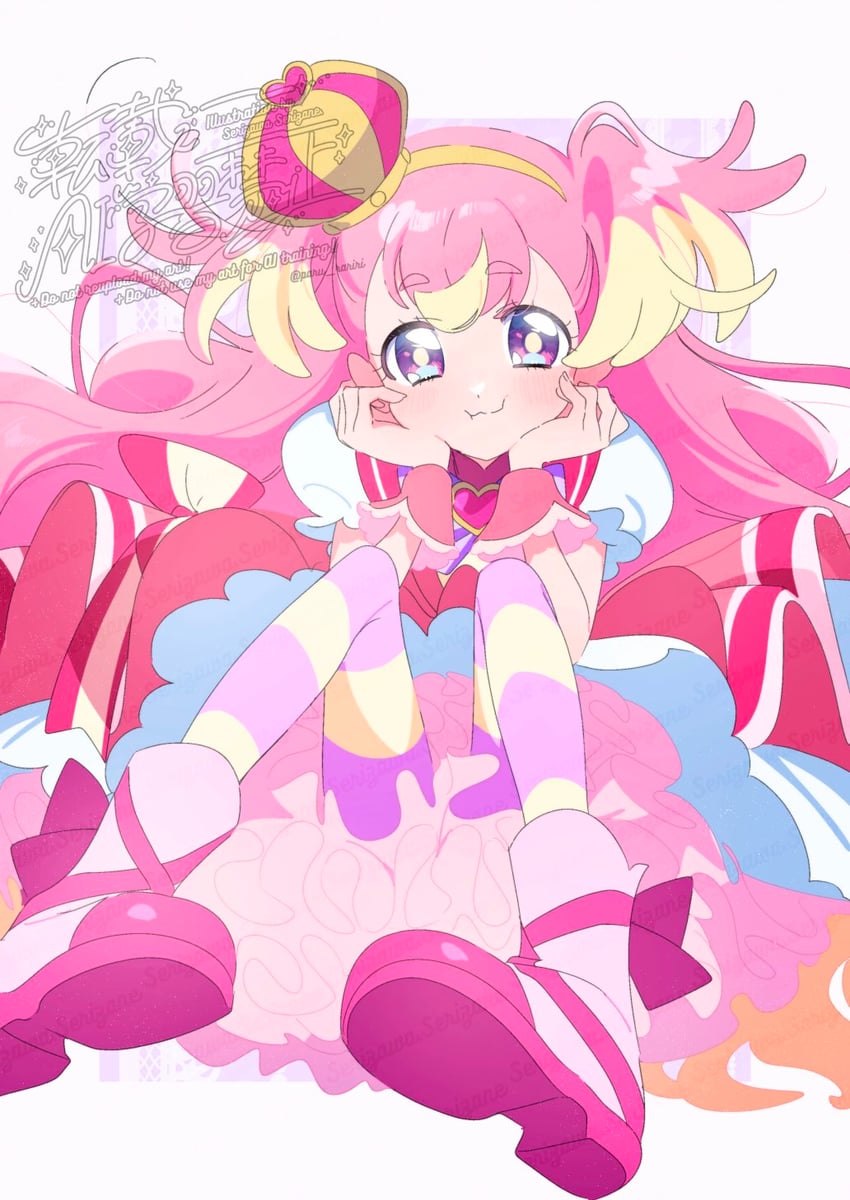 inukai komugi and cure wonderful (precure and 1 more) drawn by serizawa_serizane