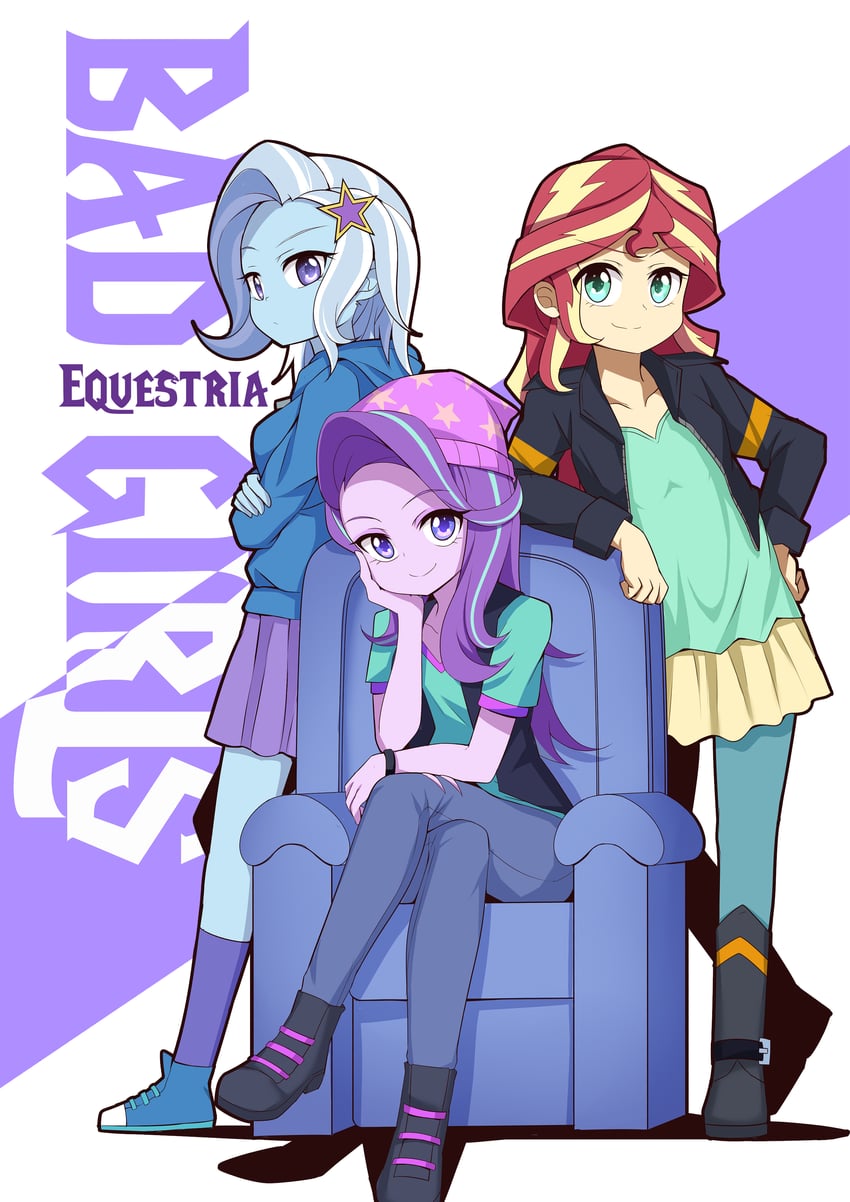 sunset shimmer, trixie lulamoon, and starlight glimmer (my little pony and 2 more) drawn by caibao_return