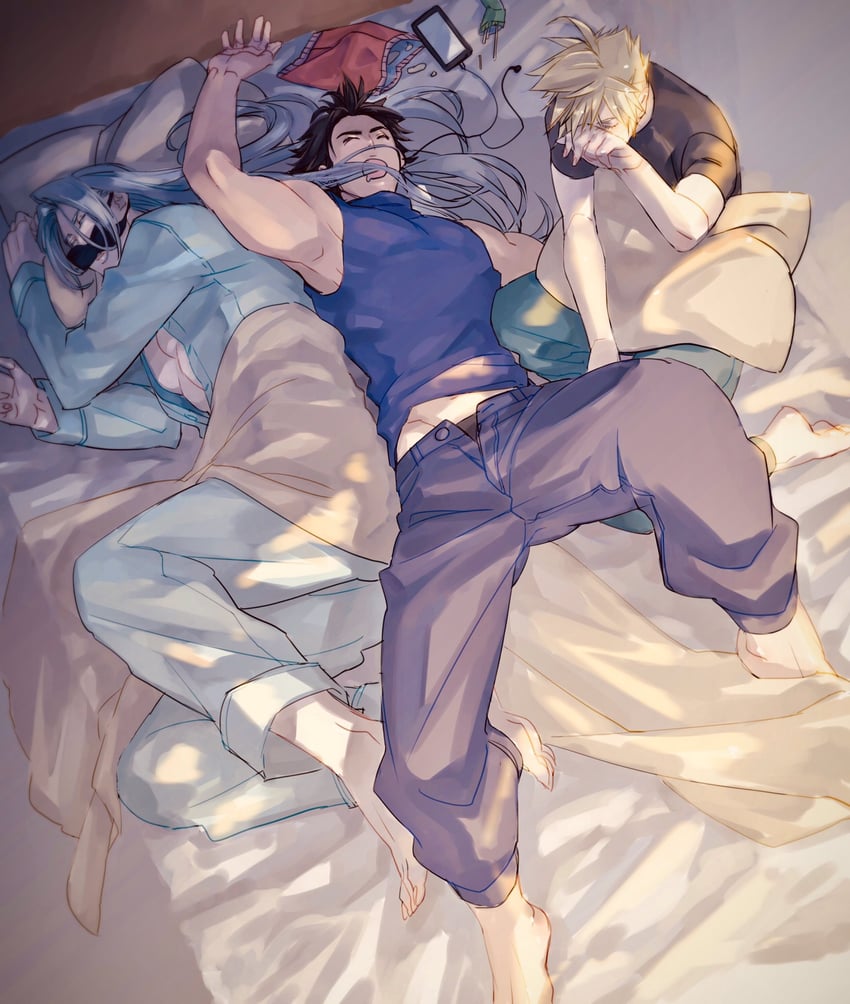 cloud strife, sephiroth, and zack fair (final fantasy and 1 more) drawn by ryouto