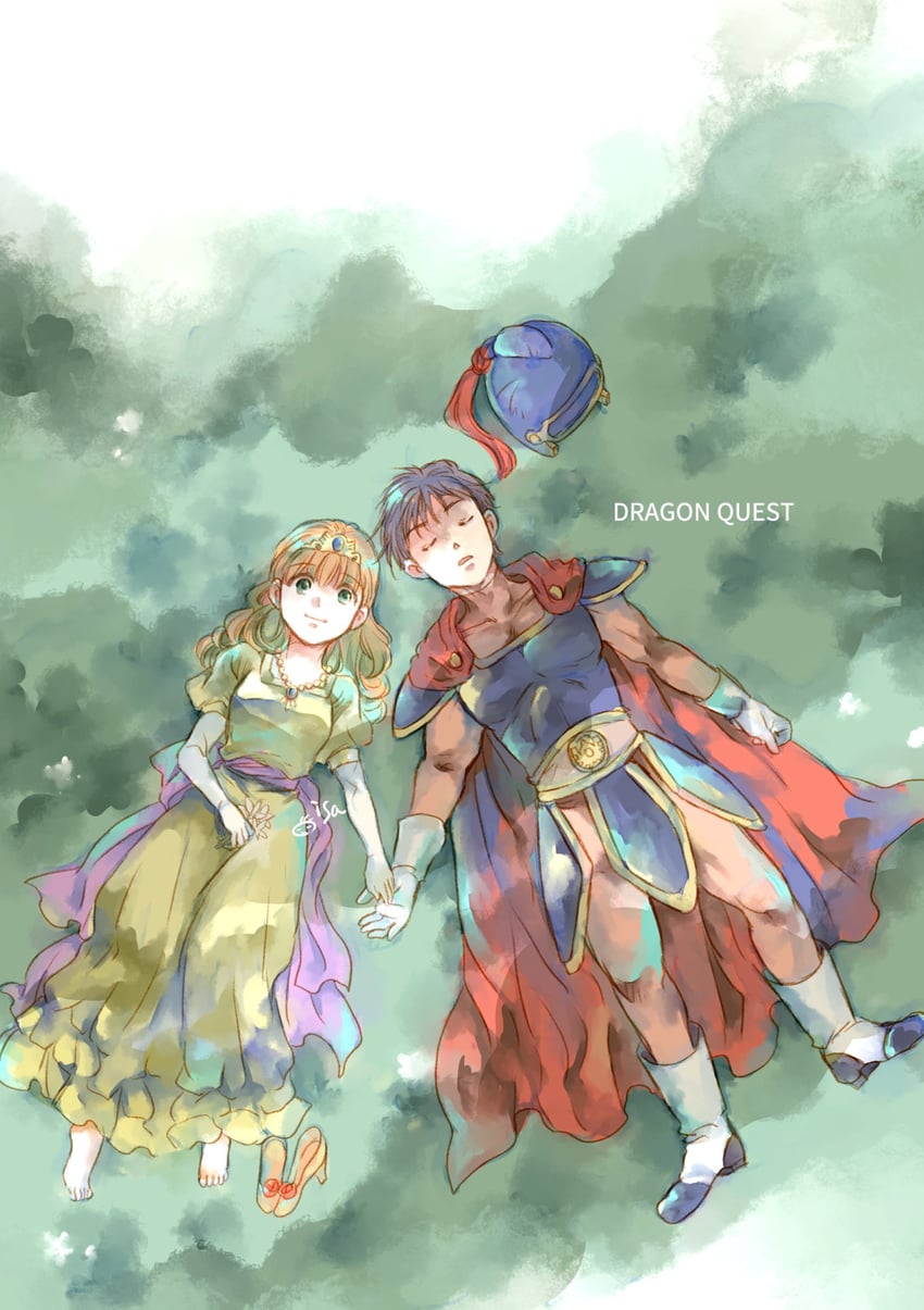 hero and princess laura (dragon quest and 1 more) drawn by isa_(chiyo-s)