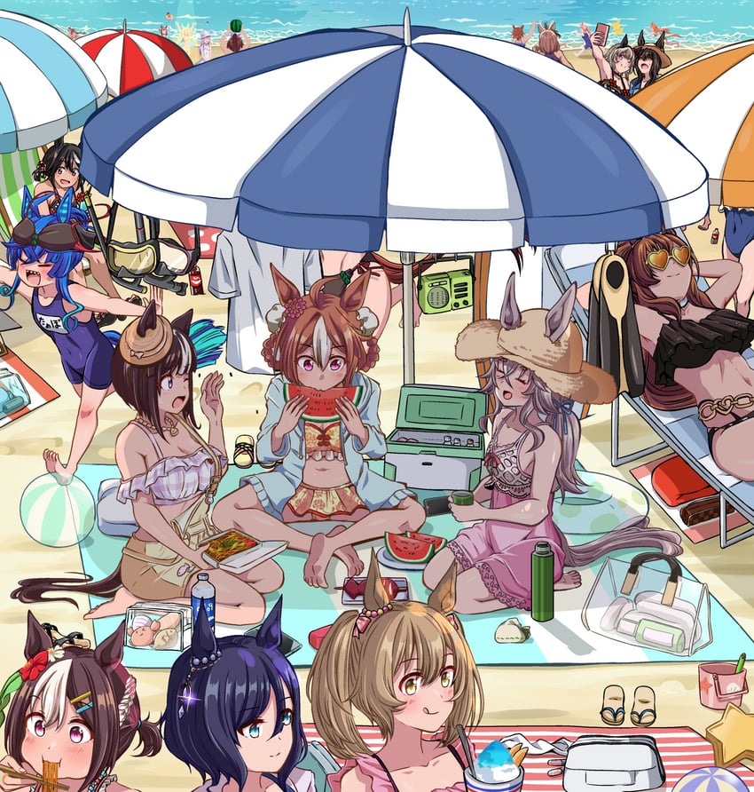 mejiro mcqueen, tokai teio, nice nature, kitasan black, admire vega, and 19 more (umamusume) drawn by shino_(ponjiyuusu)