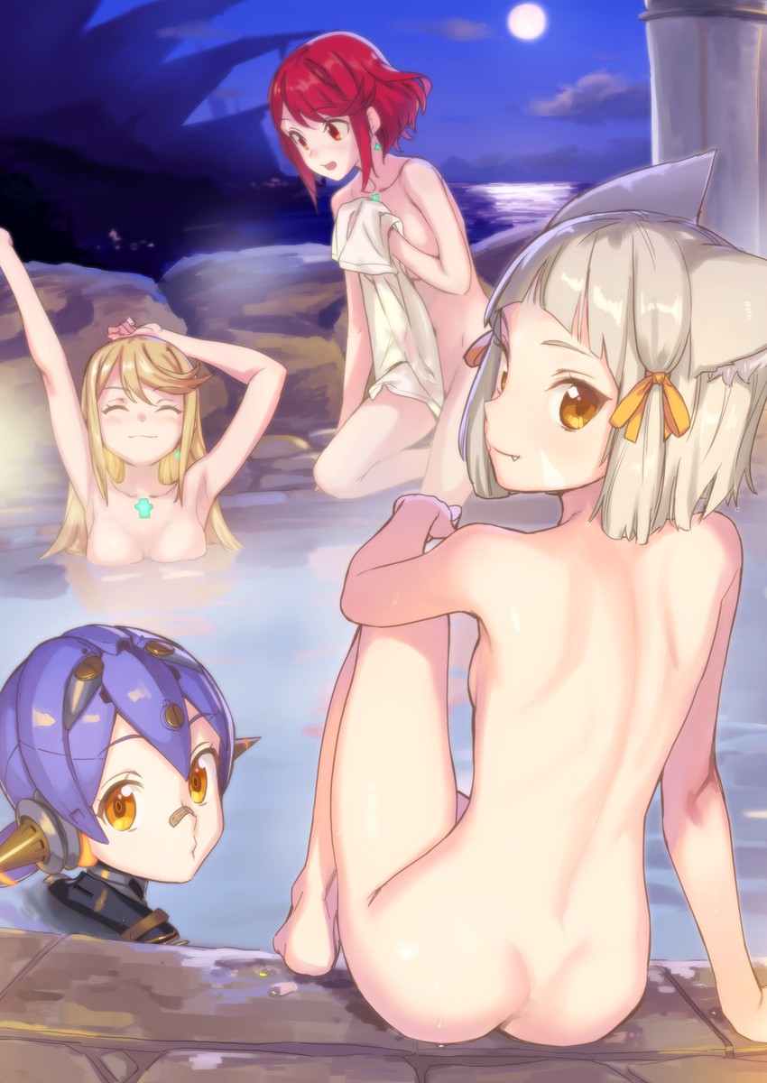 pyra, mythra, nia, poppi, and poppi alpha (xenoblade chronicles and 1 more) drawn by kawakami_rokkaku