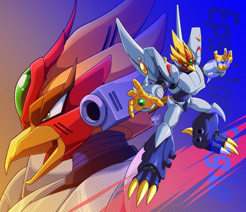 epsilon-eagle (mega man and 2 more) drawn by danmakuman