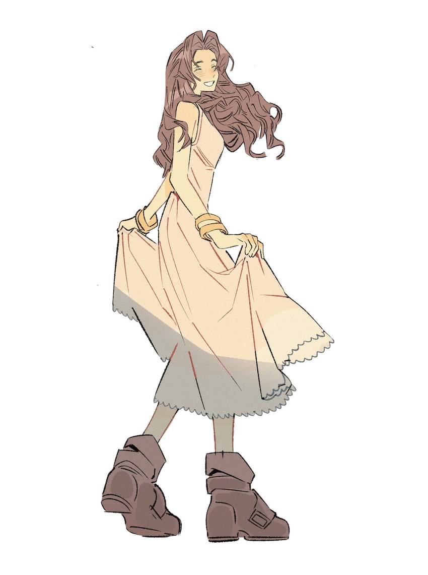 aerith gainsborough (final fantasy and 3 more) drawn by lentymet