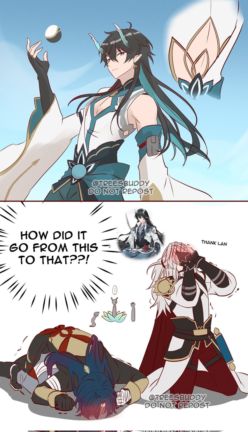 dan heng, blade, jing yuan, and dan feng (honkai and 1 more) drawn by treesbuddy
