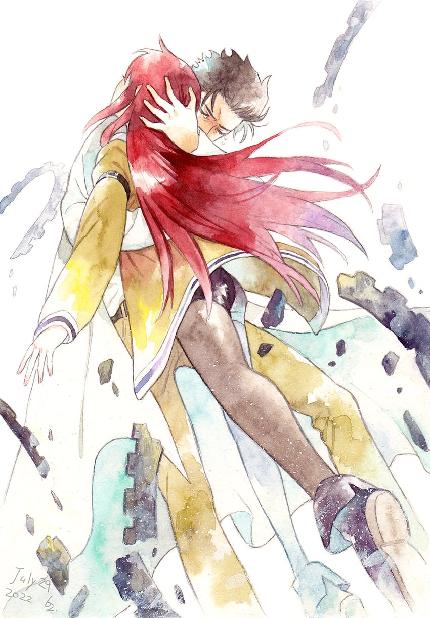 makise kurisu and okabe rintarou (steins;gate) drawn by rocni