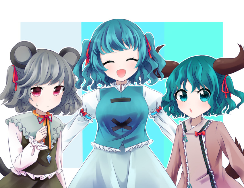 tatara kogasa, nazrin, and kasodani kyouko (touhou) drawn by raranana