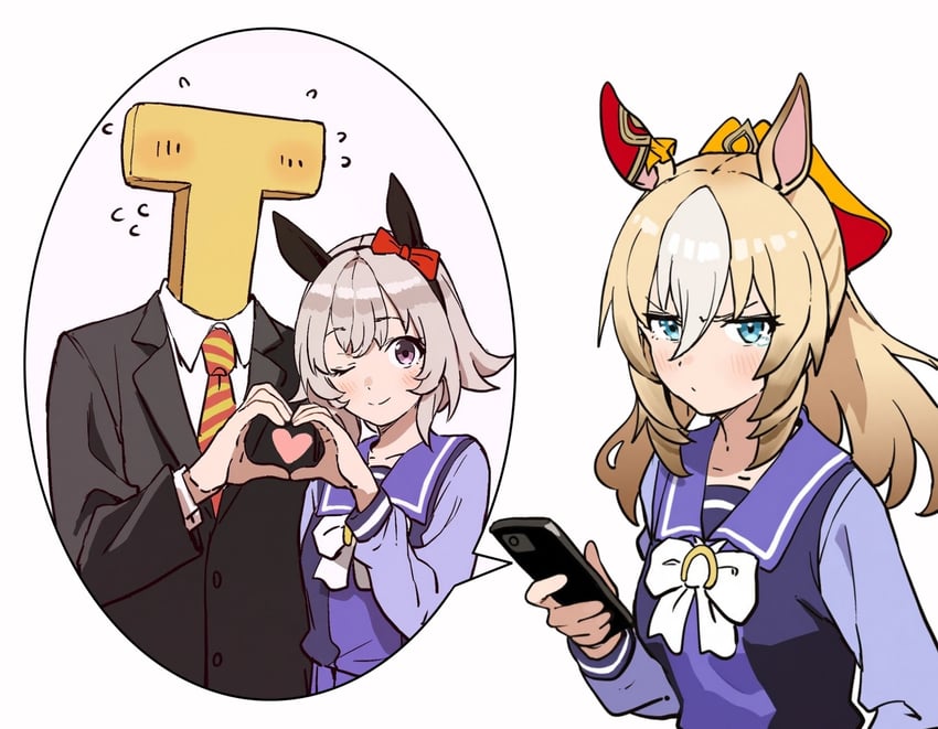trainer, curren chan, t-head trainer, and durandal (umamusume) drawn by bourgeond2
