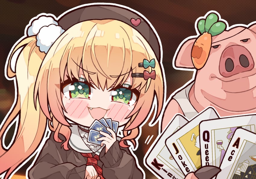 momosuzu nene, bristle, queen, ace, and king (hololive and 1 more) drawn by kukie-nyan
