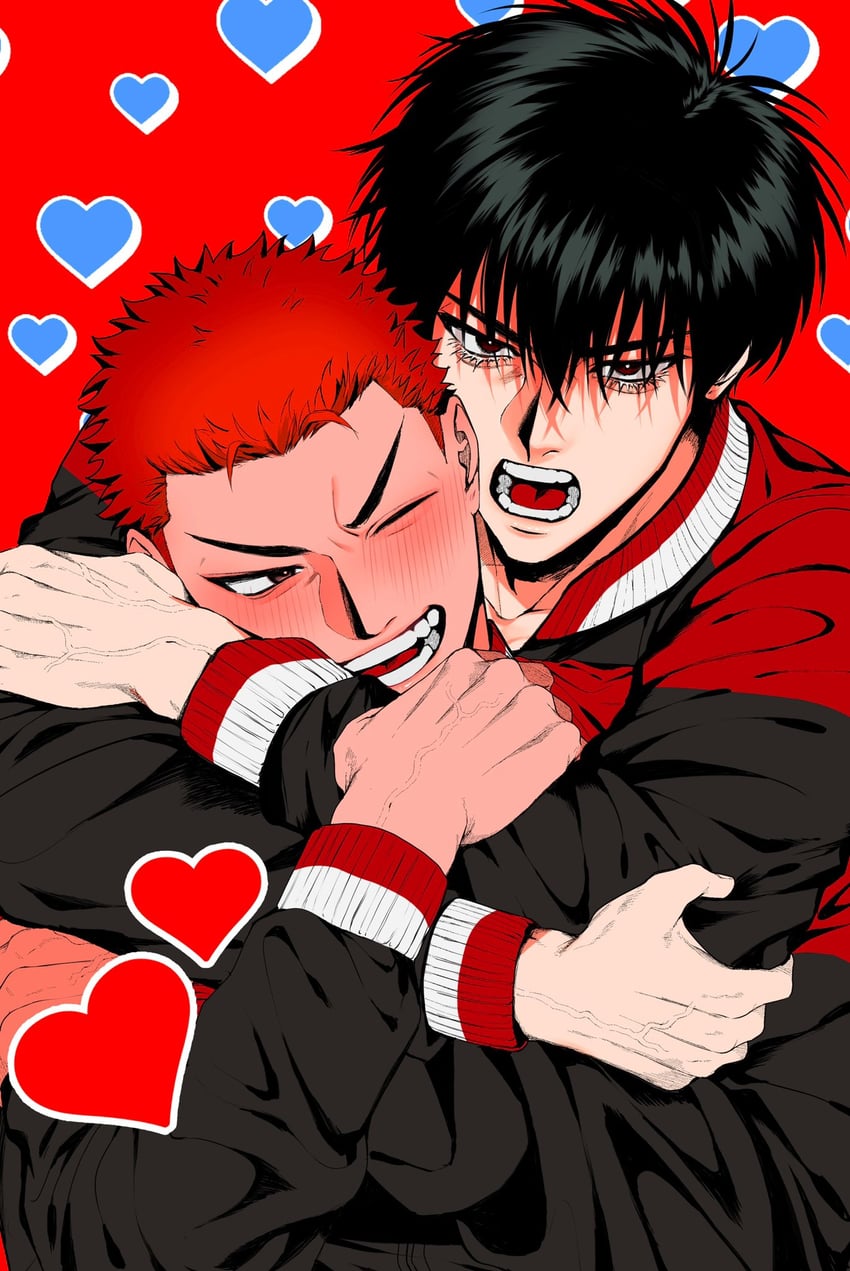 sakuragi hanamichi and rukawa kaede (slam dunk) drawn by tenbatsutown