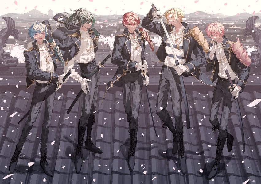 vau, teruto, soma, shiyun, and mahito (knight a) drawn by ugonba_(howatoro)