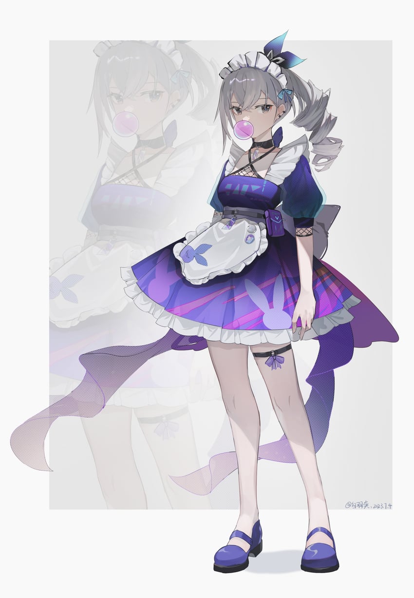silver wolf (honkai and 1 more) drawn by baiyuyi