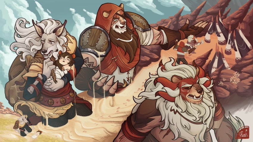 soren, kruger, orson, and pops (afk and 1 more) drawn by vee_hollom