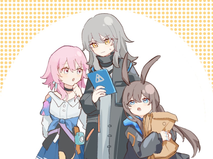 trailblazer, doctor, amiya, stelle, and march 7th (arknights and 2 more) drawn by data57-b