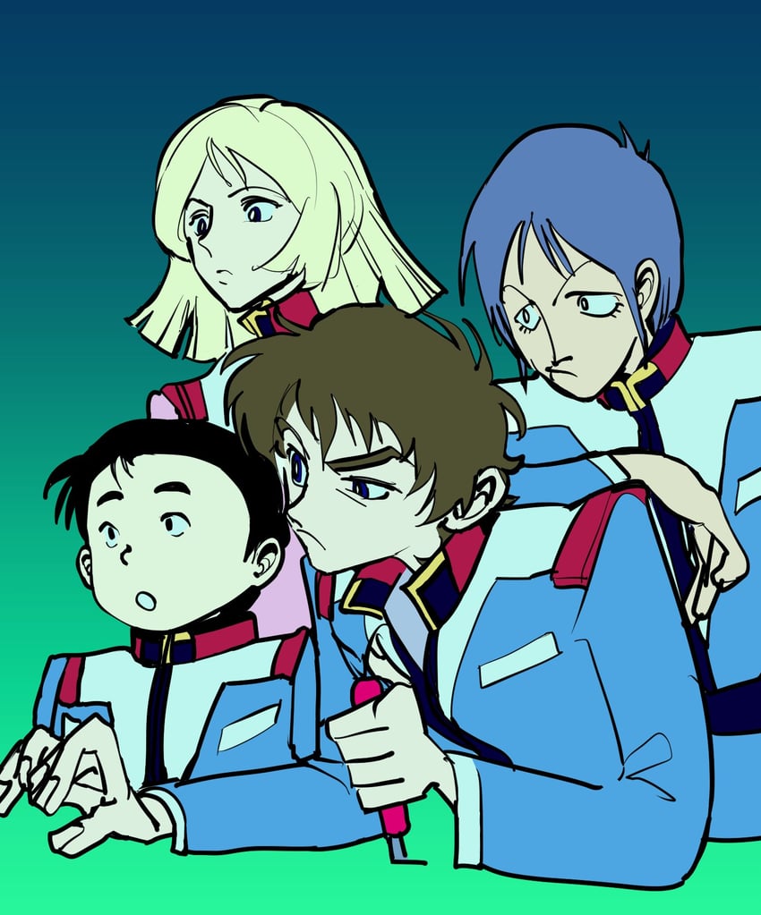 amuro ray, sayla mass, white base, kai shiden, and hayato kobayashi (gundam and 1 more) drawn by abcontrol_zzz