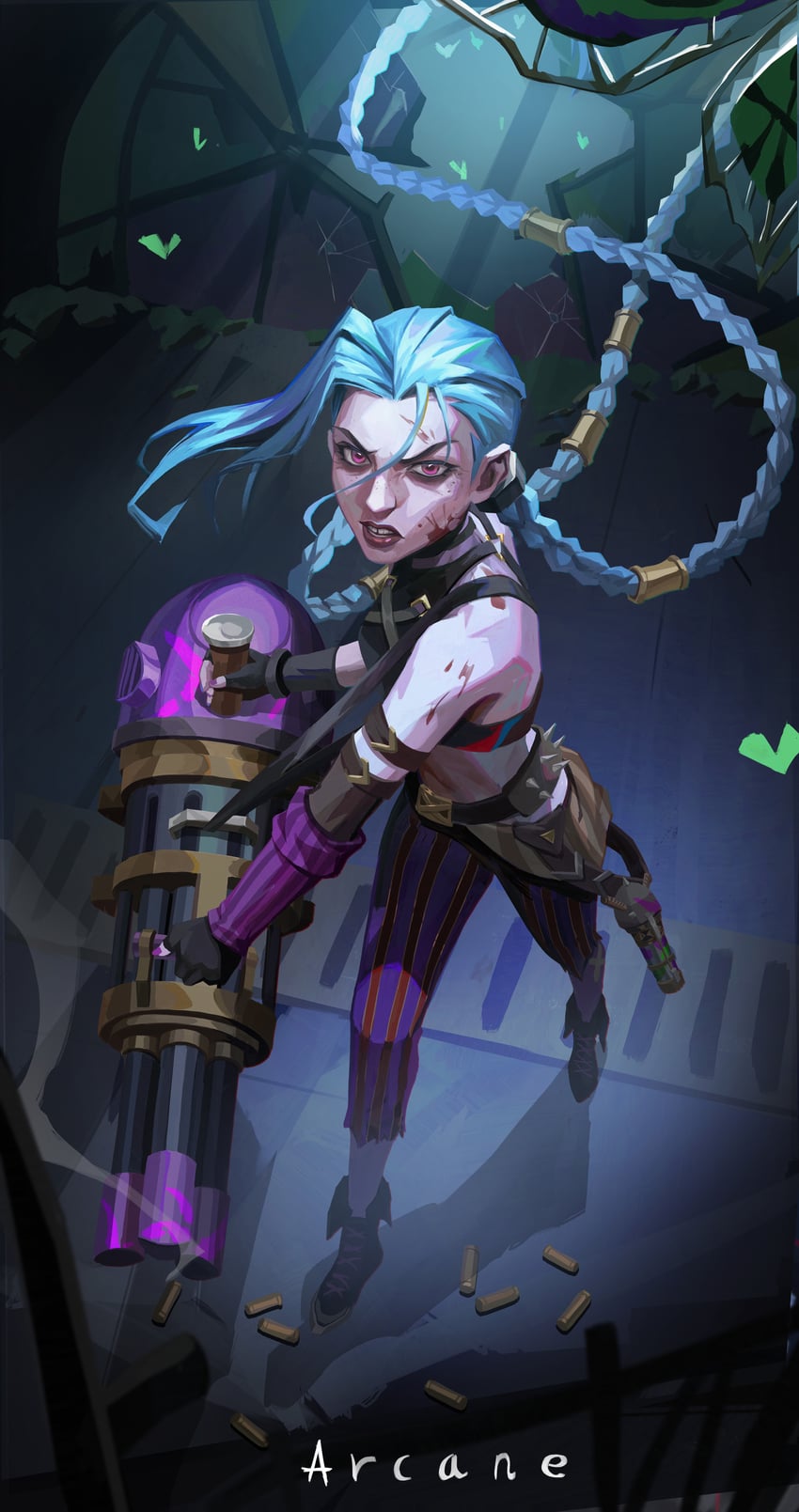 jinx and arcane jinx (league of legends and 1 more) drawn by jing_zhou