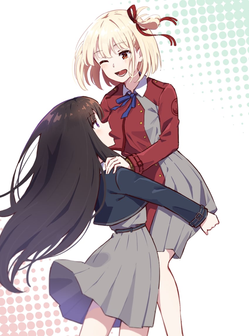 nishikigi chisato and inoue takina (lycoris recoil) drawn by hyoe_(hachiechi)