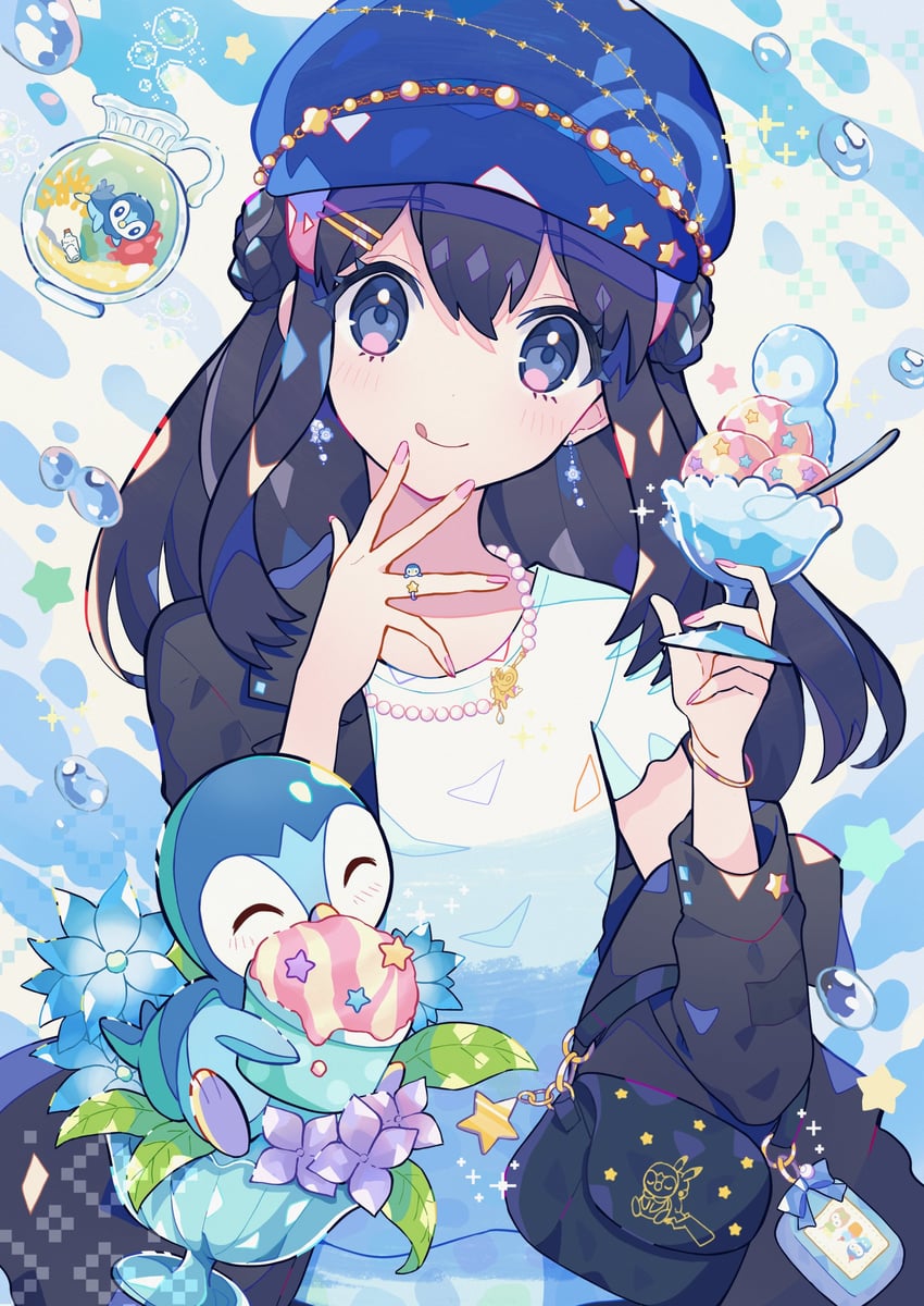 pikachu, dawn, and piplup (pokemon and 1 more) drawn by haru_(haruxxe)