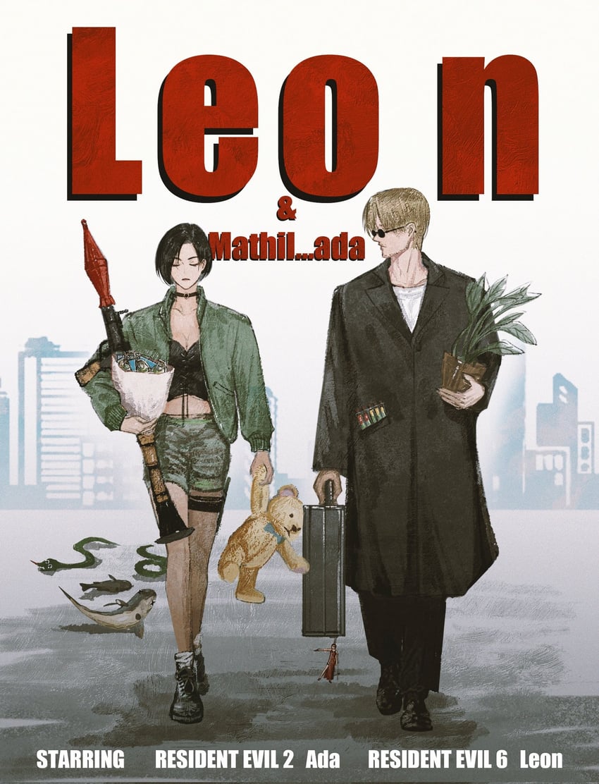 leon s. kennedy and ada wong (resident evil and 2 more) drawn by ringorange_0514