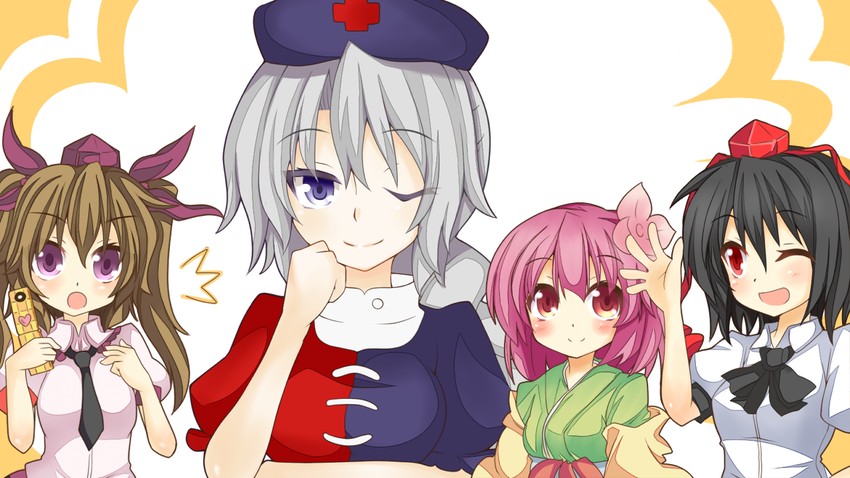 shameimaru aya, yagokoro eirin, himekaidou hatate, and hieda no akyuu (touhou) drawn by keyaki_chimaki