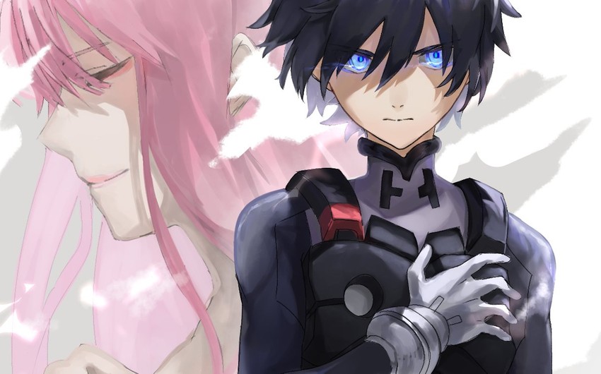 zero two and hiro (darling in the franxx) drawn by sa_nomaru