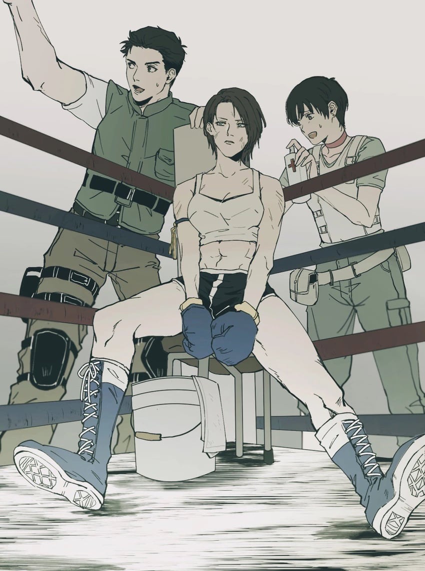 jill valentine, chris redfield, and rebecca chambers (resident evil and 1 more) drawn by mihael66