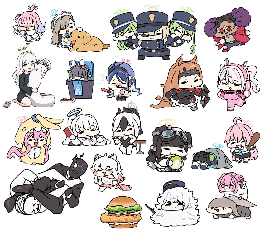 sensei, doodle sensei, asuna, shiroko, hoshino, and 19 more (blue archive and 5 more) drawn by sechi_(sechihyeo)