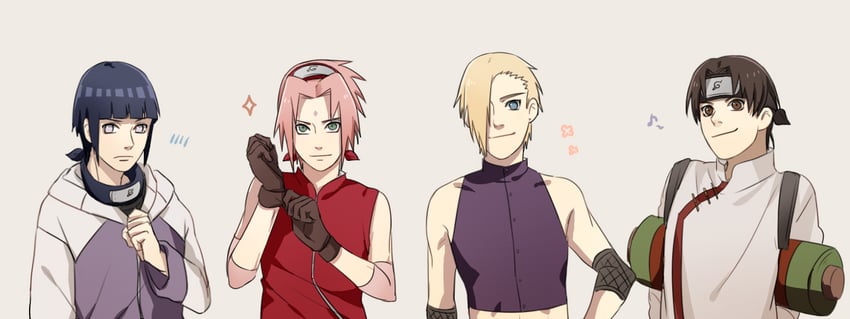 haruno sakura, hyuuga hinata, yamanaka ino, and tenten (naruto and 1 more) drawn by ahri_(will)