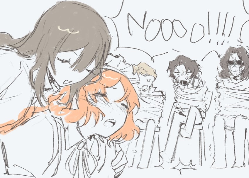 ishmael, heathcliff, catherine, erlking heathcliff, and linton (project moon and 1 more) drawn by yobunkiii