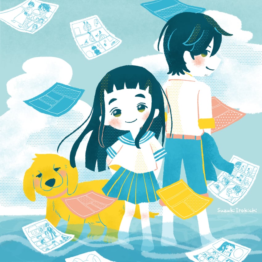 itoshiki nozomu, goto hime, goto kakushi, and roku (sayonara zetsubou sensei and 2 more) drawn by suzuki_itokichi