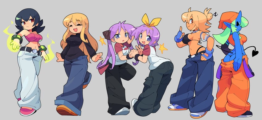 hiiragi kagami, kotobuki tsumugi, hiiragi tsukasa, sabrina, and azul (original and 4 more) drawn by bacun