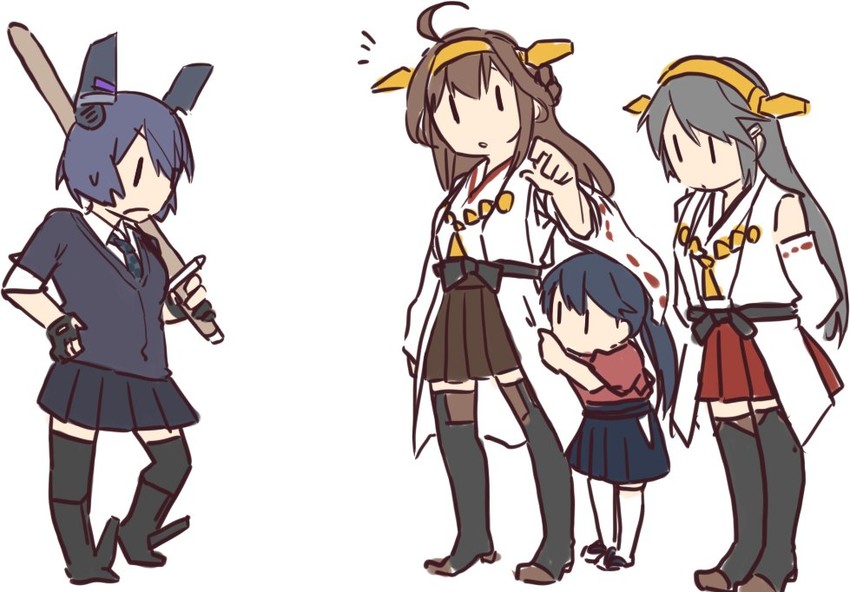 kongou, tenryuu, haruna, and houshou (kantai collection) drawn by betchan