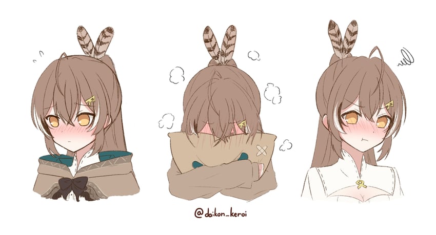 nanashi mumei and friend (hololive and 1 more) drawn by daikon_keroi