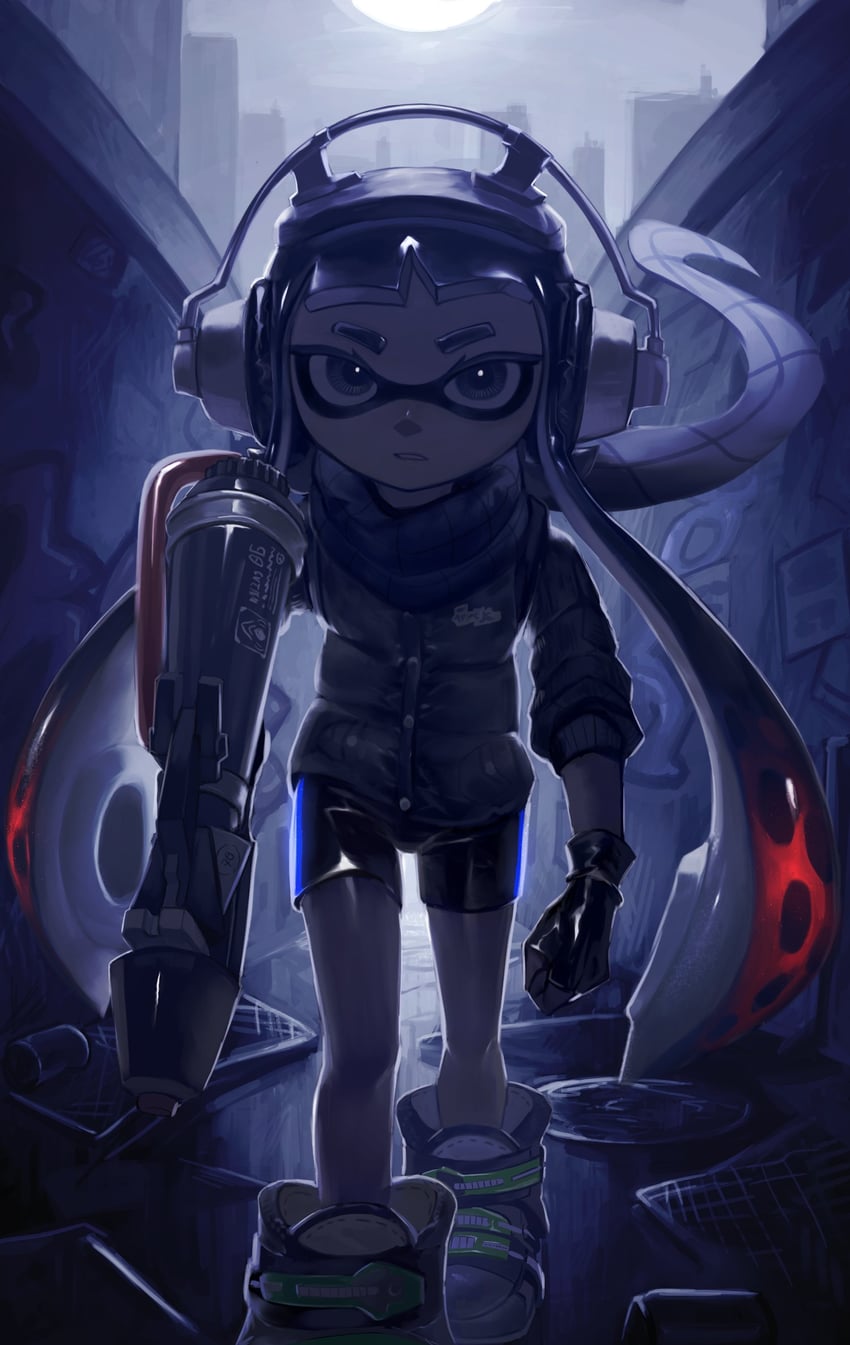 inkling player character and inkling girl (splatoon) drawn by no_(13_10_1230)